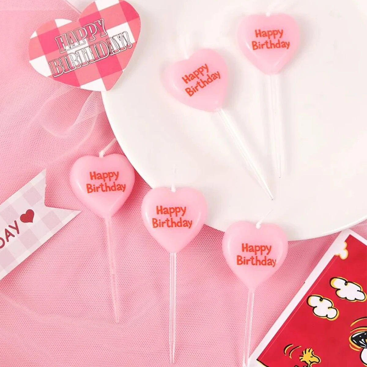 Zebra Candle Supplies - 5pcs Cute Heart Shaped Birthday Candles